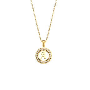 Ebbelle oco redondo zircão pavimentado 26 alfabeto inicial colar senhoras elegante presente de aniversário 18k banhado a ouro carta colar