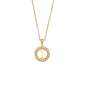 Ebbelle oco redondo zircão pavimentado 26 alfabeto inicial colar senhoras elegante presente de aniversário 18k banhado a ouro carta colar
