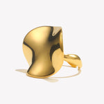 Ebbelle Anel aberto suave irregular para meninas em aço inoxidável 18K banhado a ouro sem manchas joias básicas da moda