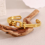 Ebbelle Novo Design Linhas Nó Cuff Pulseira 18K Banhado A Ouro Aço Inoxidável Estilo Clássico Mulheres Meninas Jóias À Prova D 'Água