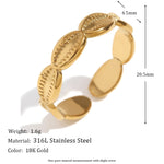 E.B. Belle-impermeável aço inoxidável Shell anéis, anéis básicos minimalistas, 18K banhado a ouro, tamanho aberto