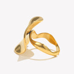 Ebbelle Anel aberto suave irregular para meninas em aço inoxidável 18K banhado a ouro sem manchas joias básicas da moda