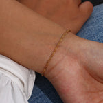 E.B.belle Corda Melsh de aço inoxidável à prova d'água, clipe de papel, link Figaro, corrente de ondas de água, conjunto de pulseiras banhadas a ouro, joias