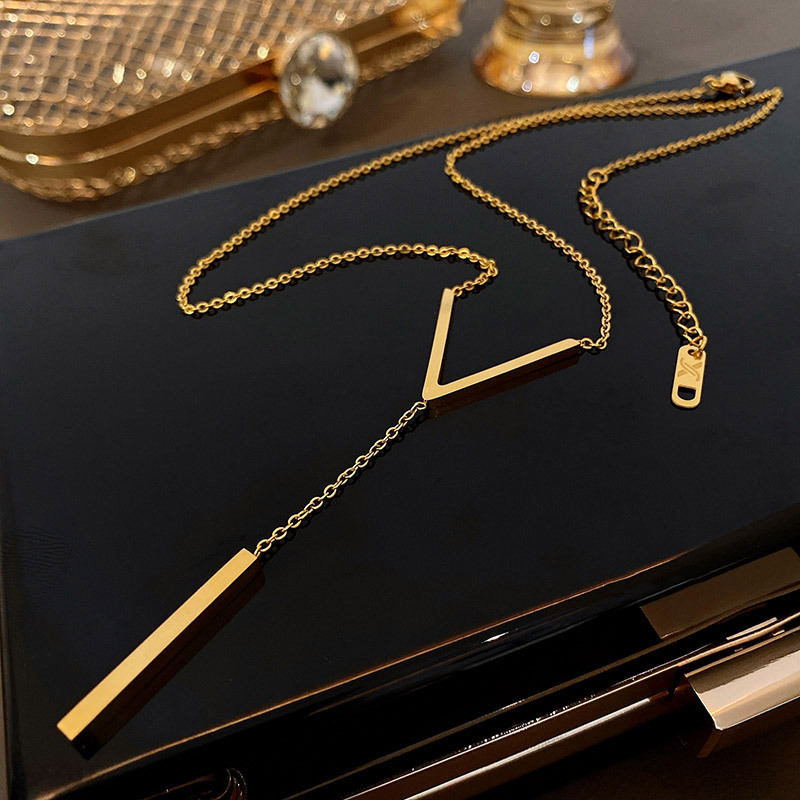 Cordão feminino aço inoxidável banhado ouro 18k durável colar elegante