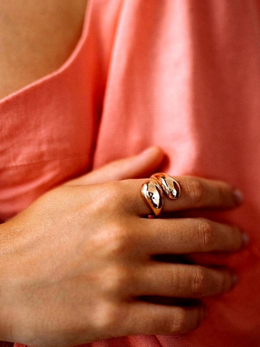 Anel Feminino Gota Dourado ou Prata Anéis Acessórios Femininos