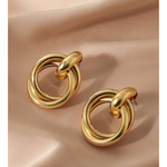 ￼Brinco Redondo Trançado Dourado liso