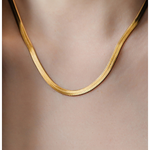 Conjunto Feminino Colar de Osso de Cobra Laminado e Pulseira Corrente Banhados a Ouro 18k Elegância