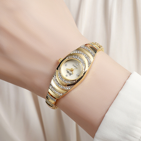 Relógio De Quartzo Feminino Elegante-Mostrador Pequeno De Strass Para Um Toque De Glamour