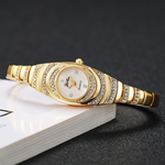 Relógio De Quartzo Feminino Elegante-Mostrador Pequeno De Strass Para Um Toque De Glamour