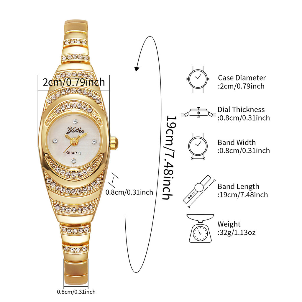 Relógio De Quartzo Feminino Elegante-Mostrador Pequeno De Strass Para Um Toque De Glamour