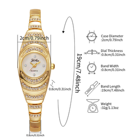 Relógio De Quartzo Feminino Elegante-Mostrador Pequeno De Strass Para Um Toque De Glamour