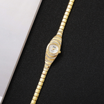 Relógio De Quartzo Feminino Elegante-Mostrador Pequeno De Strass Para Um Toque De Glamour