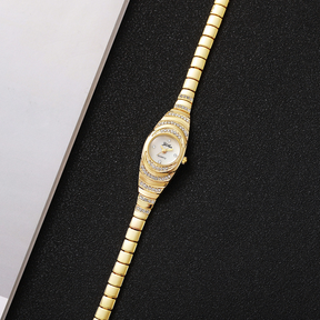 Relógio De Quartzo Feminino Elegante-Mostrador Pequeno De Strass Para Um Toque De Glamour