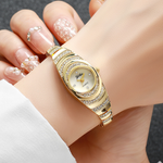 Relógio De Quartzo Feminino Elegante-Mostrador Pequeno De Strass Para Um Toque De Glamour