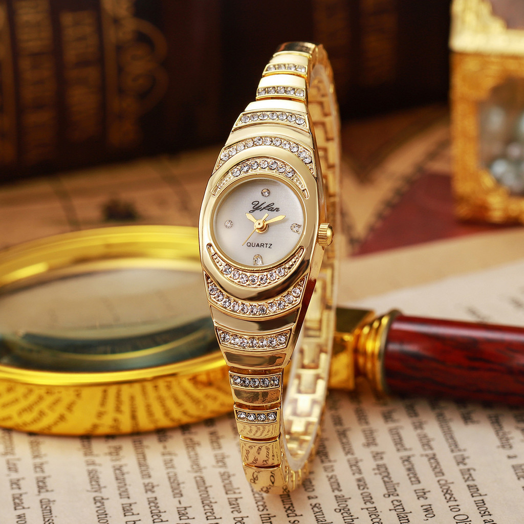 Relógio De Quartzo Feminino Elegante-Mostrador Pequeno De Strass Para Um Toque De Glamour