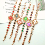 Relógio Feminino Chic Luxo Leve | Estilo Trevo de Quatro Folhas com Inlays de Rubi e Diamantes - Modelo 1834