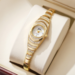 Relógio De Quartzo Feminino Elegante-Mostrador Pequeno De Strass Para Um Toque De Glamour